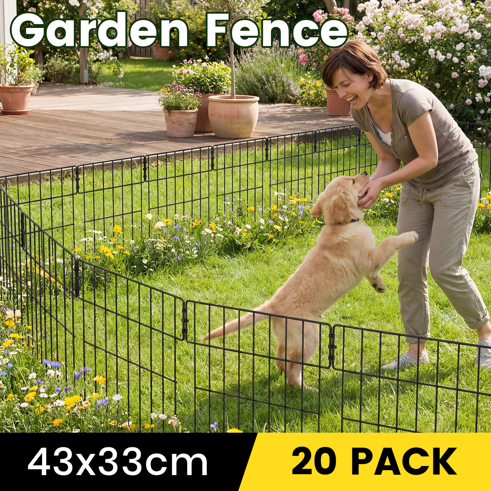 TEMU Metal Garden Fence Panels, 20/40 Panels Heavy-duty Rust-resistant Animal Barrier For Flower Beds & Vegetable Gardens, Decorative Garden Border