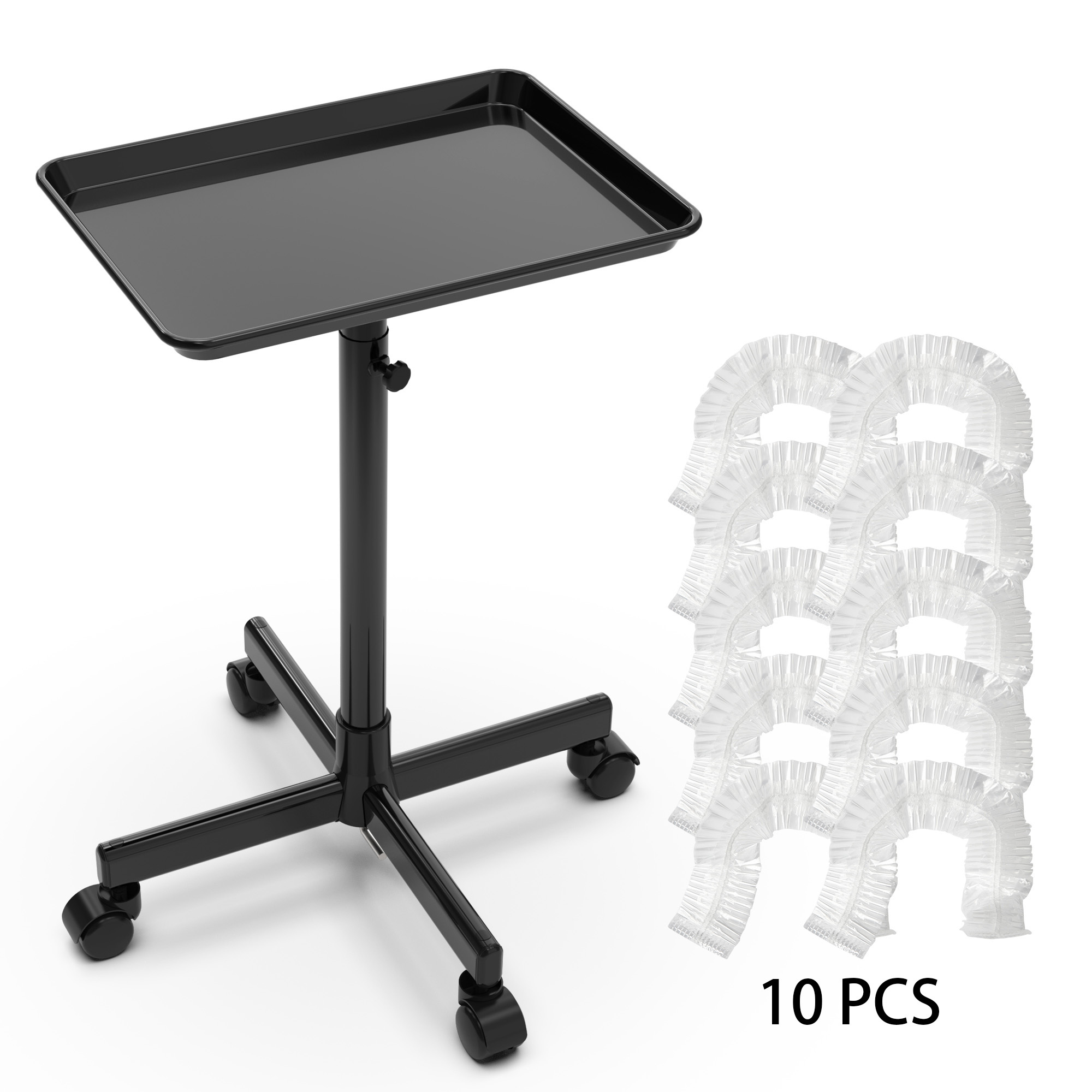 TEMU Salon Rolling Cart With 10 Pcs Disposable Covers, Adjustable Height Mobile & Utility Trolley, Large Capacity Hairdresser Cart For