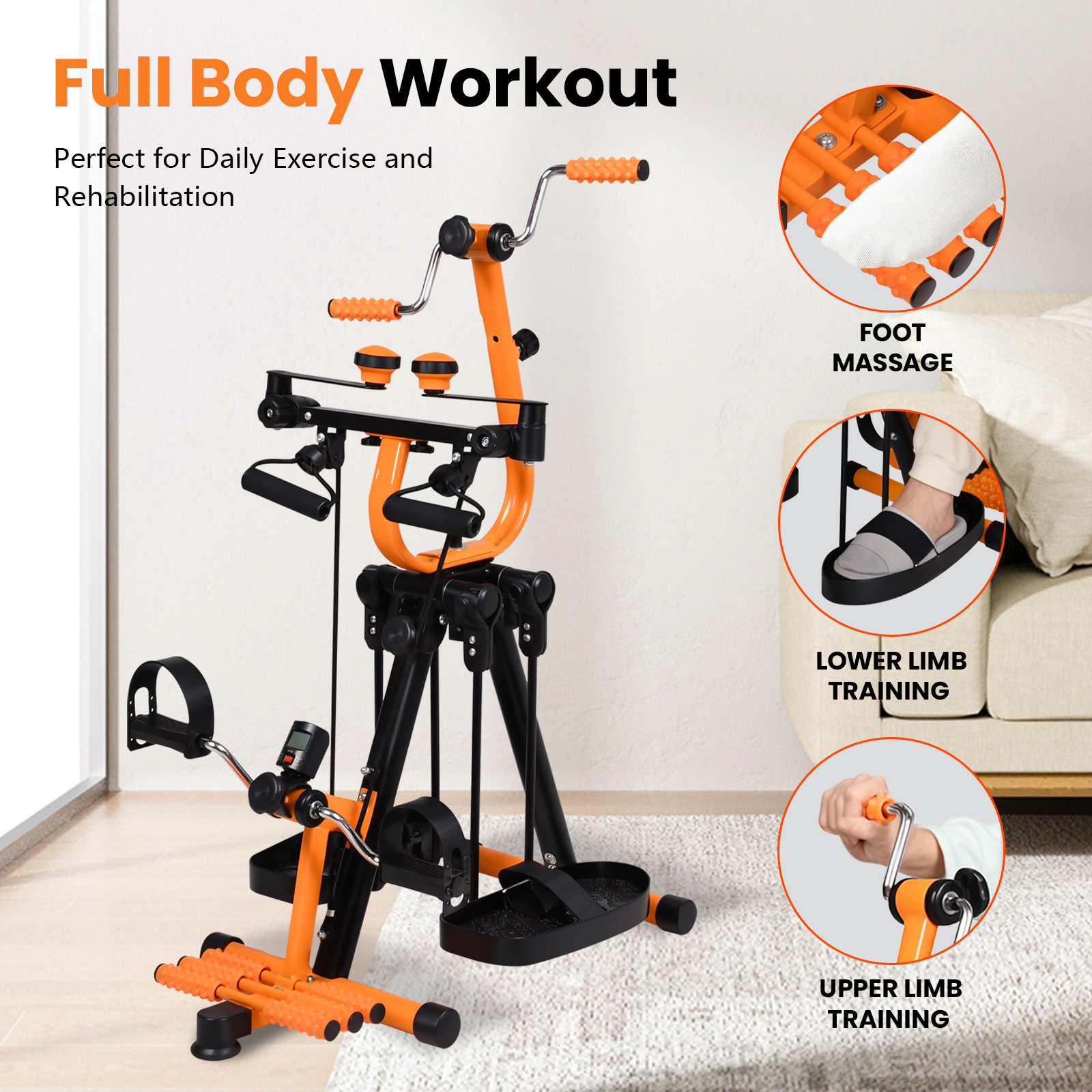 Air Walker Exercise Machine with Adjustable Handles & Digital Counter - Low Impact Cardio Glider for Home Gym, Full Body Workout, 120kg Capacity