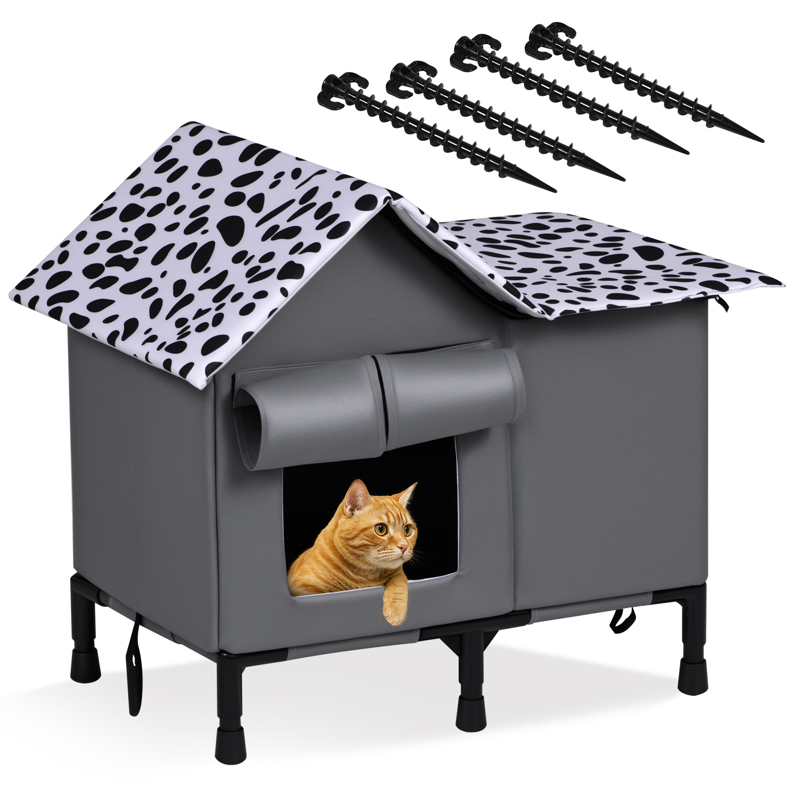 TEMU Elevated Insulated Cat House Pet Shelter For Cats Puppies Rabbits Warm Raised Cat Bed Indoor Outdoor