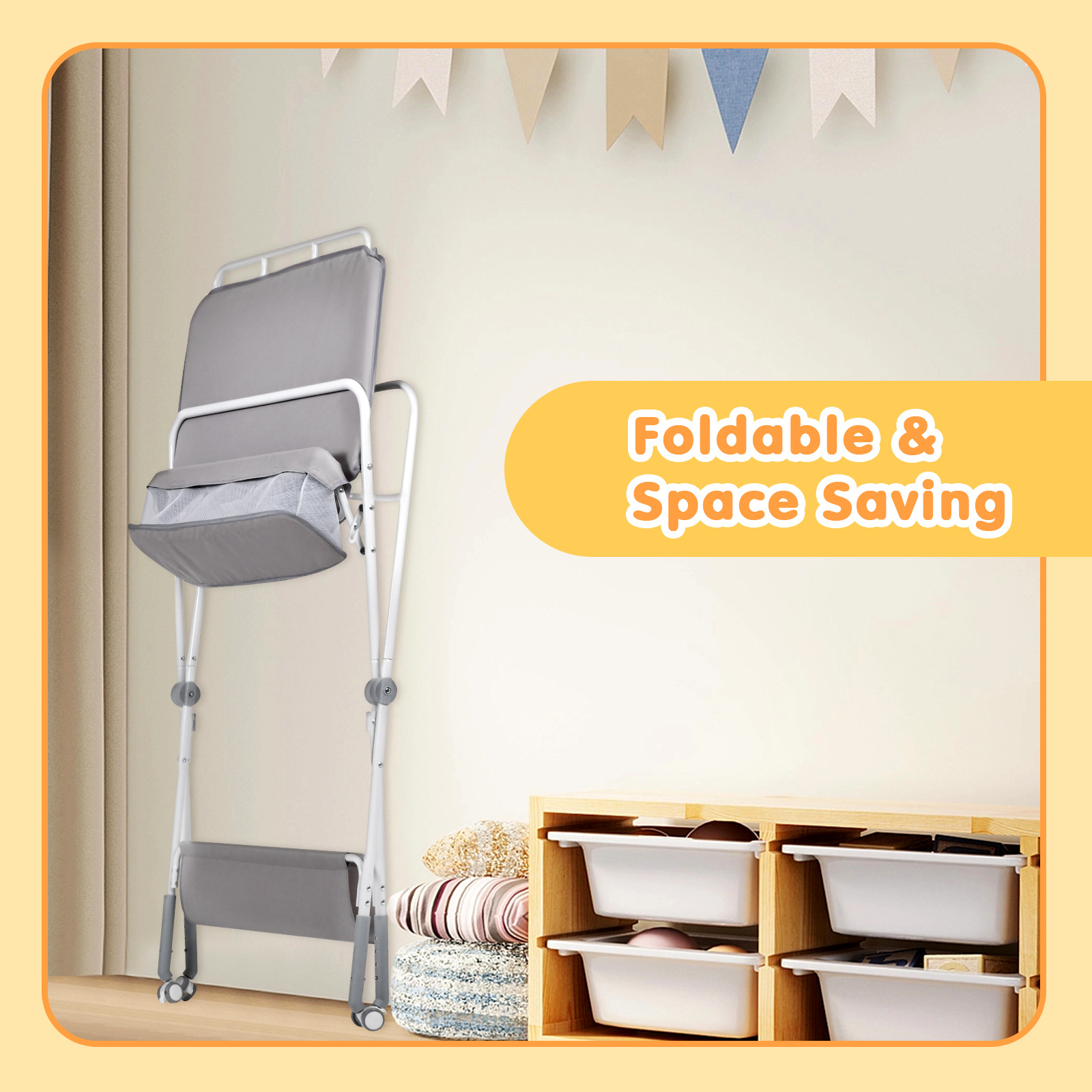 Advwin Foldable Baby Changing Table Height Adjustable Diaper Station Portable Toddler Change Table
