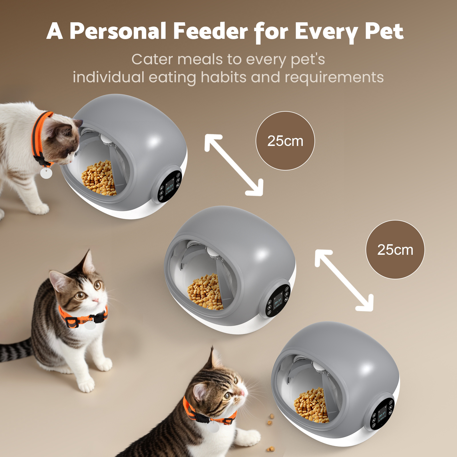 Advwin 2pcs Automatic RFID Cat Feeder With Collar Microchip Identification, Multi-Cat Compatible + 4 Feeding Modes, Supports Wet & Dry Food And Voice Recording - Image 10
