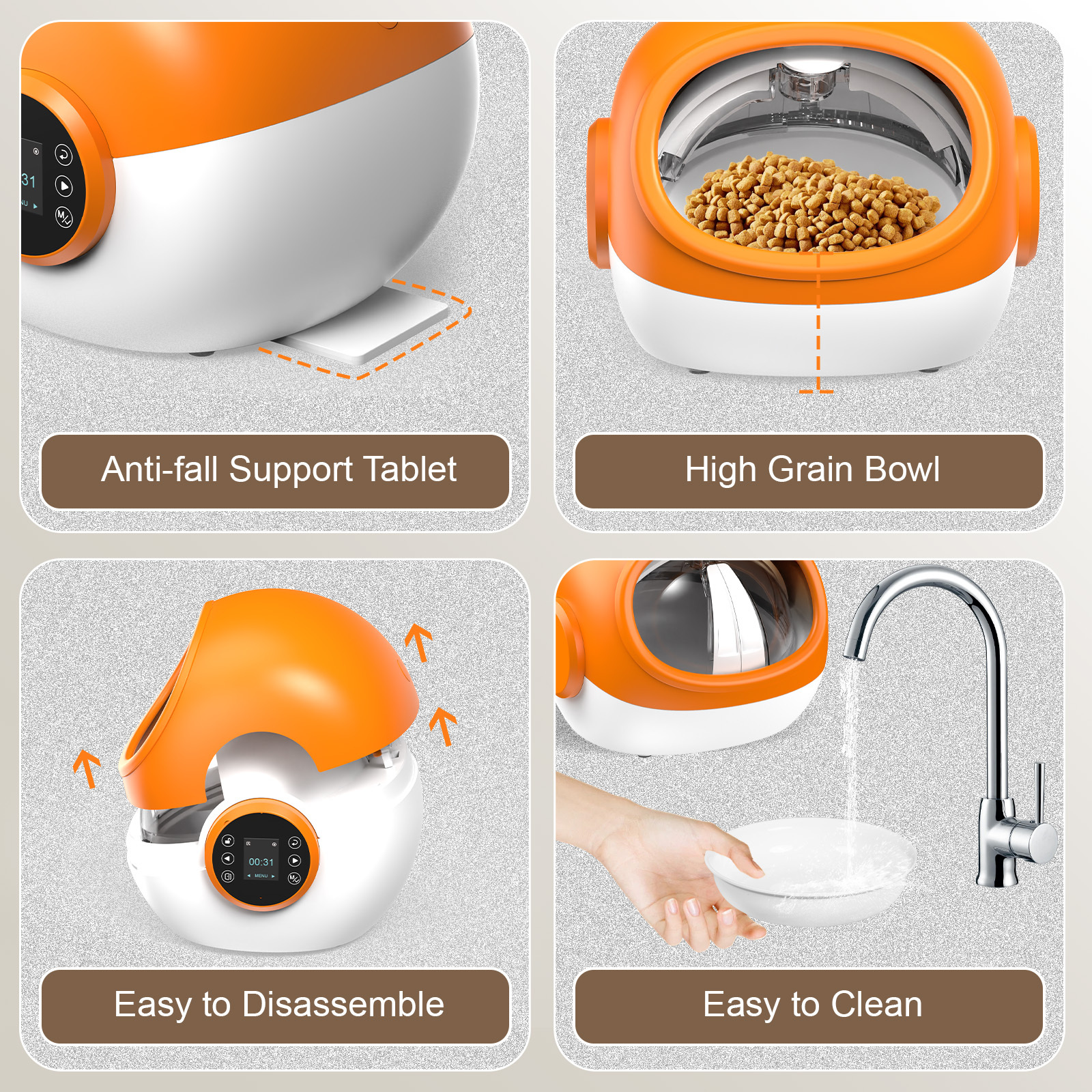 Advwin 2pcs Automatic RFID Cat Feeder With Collar Microchip Identification, Multi-Cat Compatible + 4 Feeding Modes, Supports Wet & Dry Food And Voice Recording - Image 7