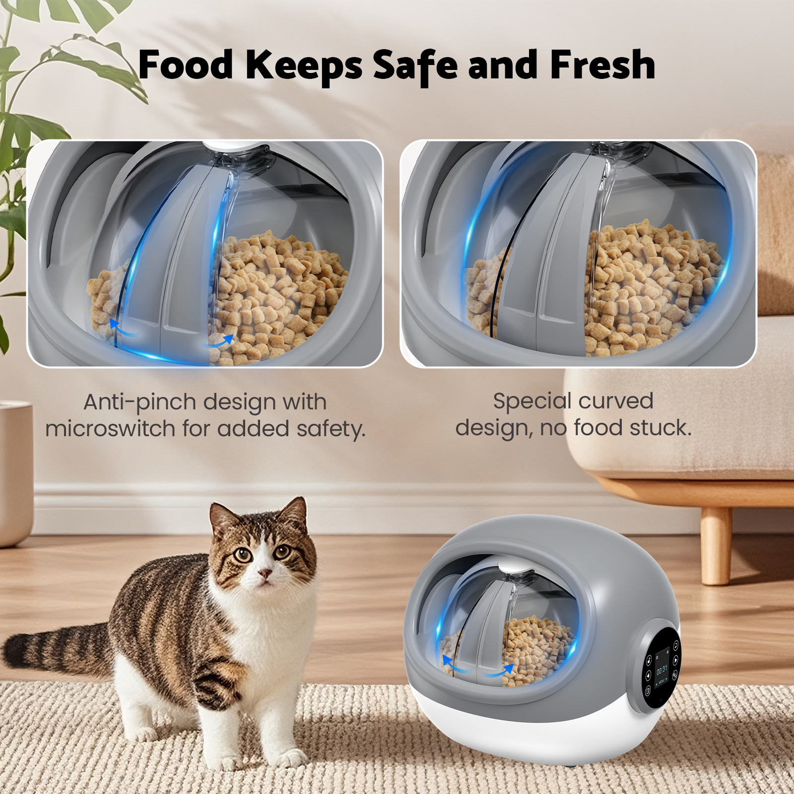 Advwin 2pcs Automatic RFID Cat Feeder With Collar Microchip Identification, Multi-Cat Compatible + 4 Feeding Modes, Supports Wet & Dry Food And Voice Recording - Image 13
