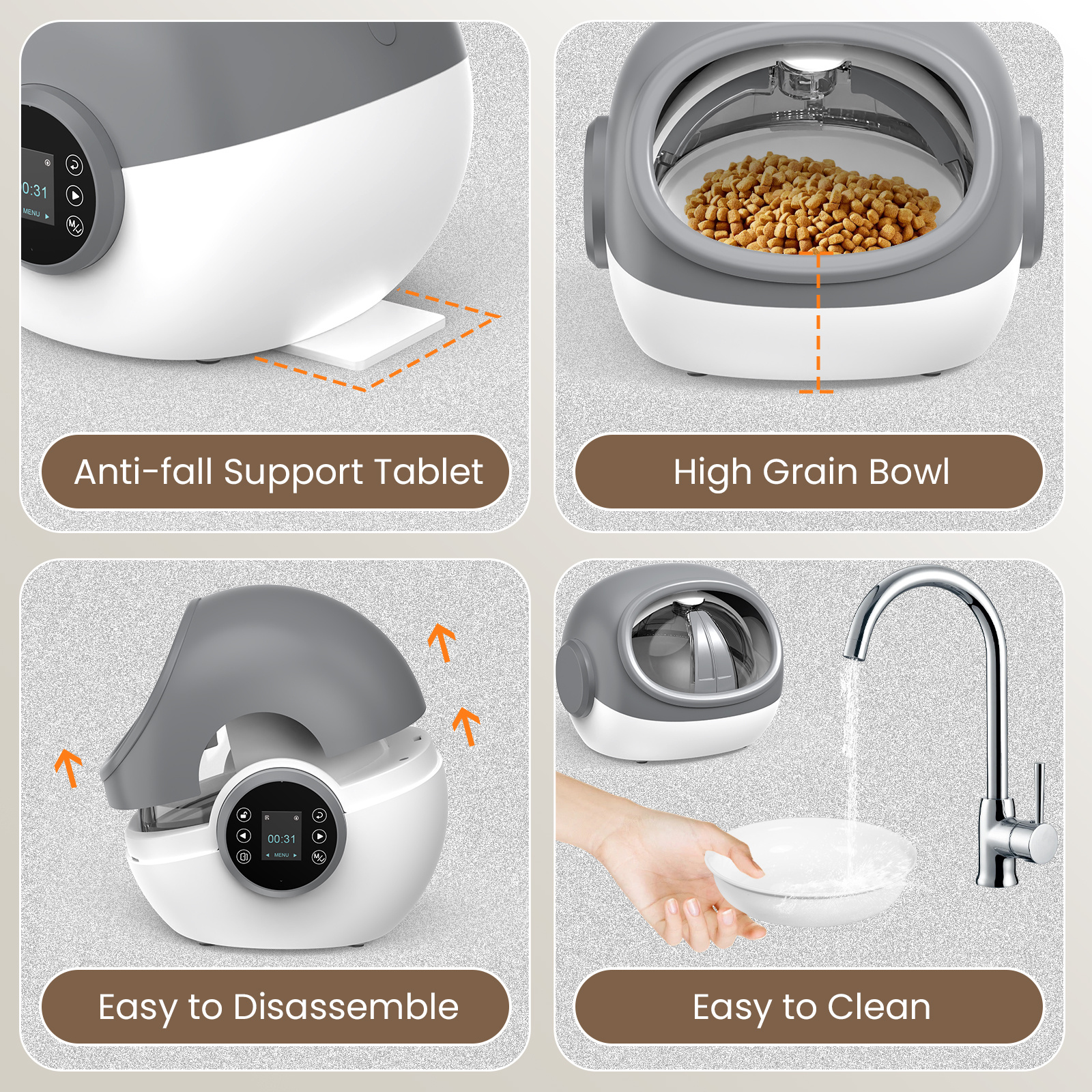 Advwin 2pcs Automatic RFID Cat Feeder With Collar Microchip Identification, Multi-Cat Compatible + 4 Feeding Modes, Supports Wet & Dry Food And Voice Recording - Image 14