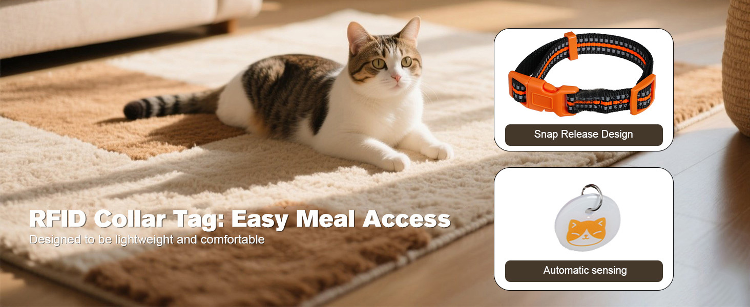 Advwin 2pcs Automatic RFID Cat Feeder With Collar Microchip Identification, Multi-Cat Compatible + 4 Feeding Modes, Supports Wet & Dry Food And Voice Recording