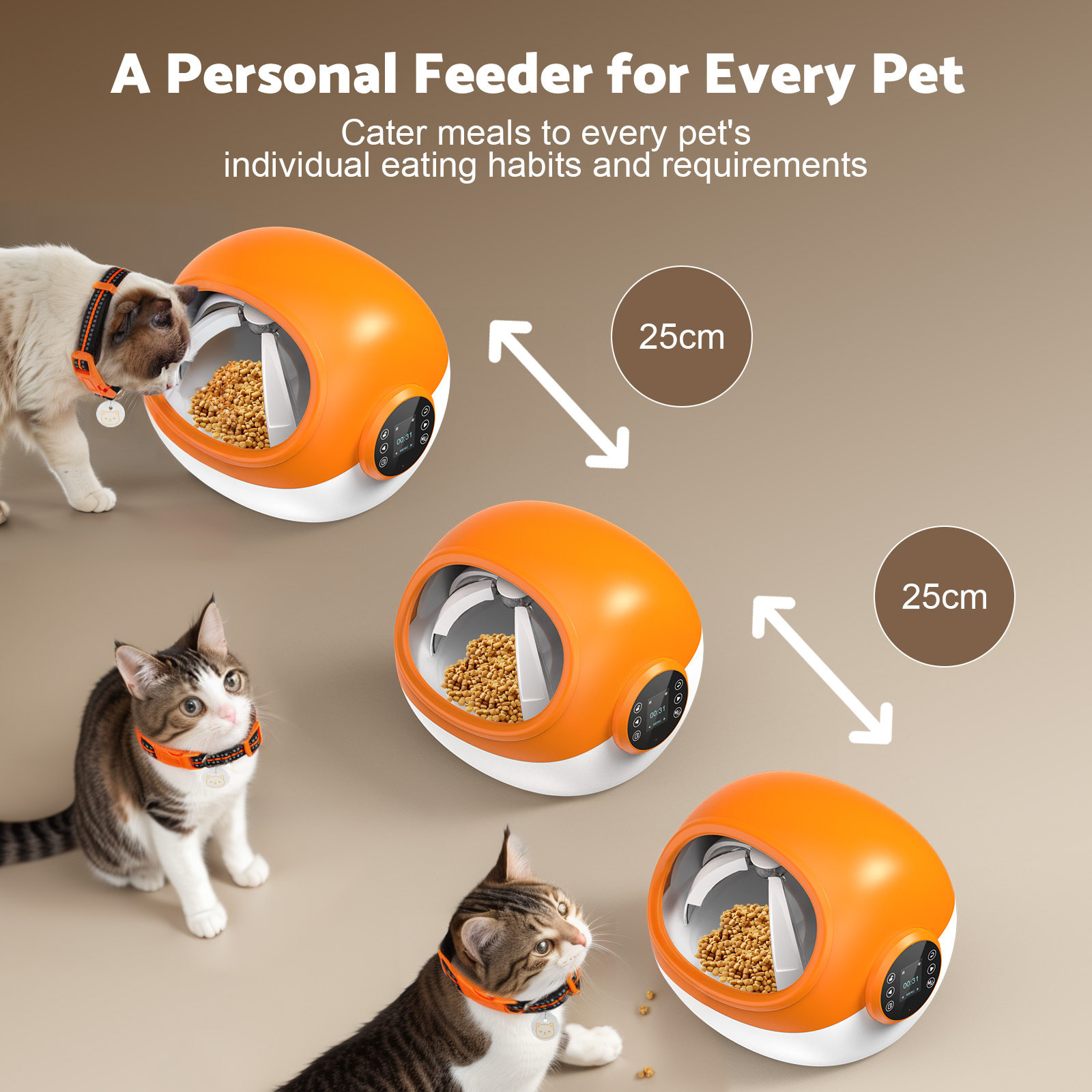 Advwin 2pcs Automatic RFID Cat Feeder With Collar Microchip Identification, Multi-Cat Compatible + 4 Feeding Modes, Supports Wet & Dry Food And Voice Recording - Image 5