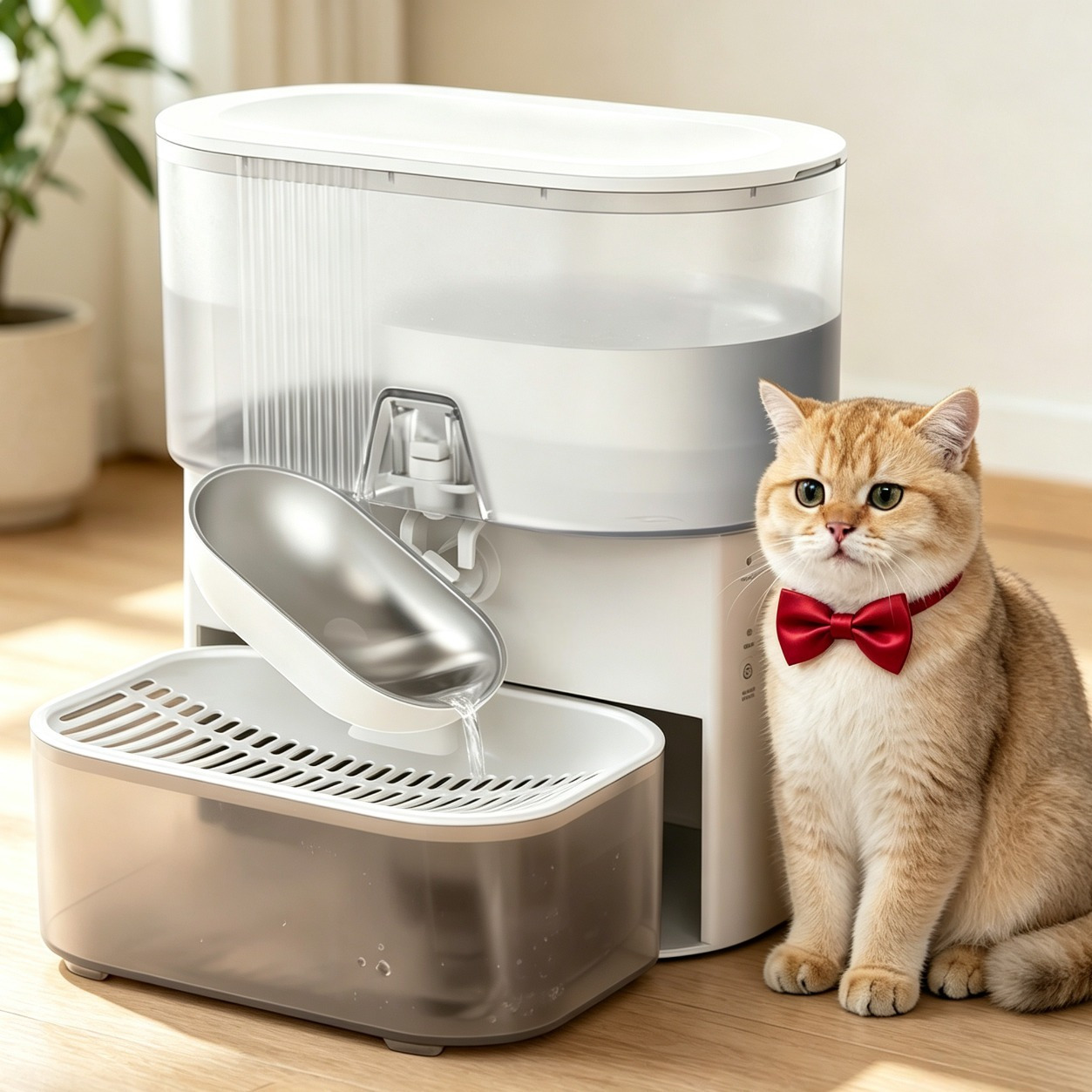 TEMU 3l Pet Water Fountain With Waste Water Separation, Wireless Automatic Fresh Water Dispenser, Filter-free Stainless Steel Bowl For Cats And Dogs
