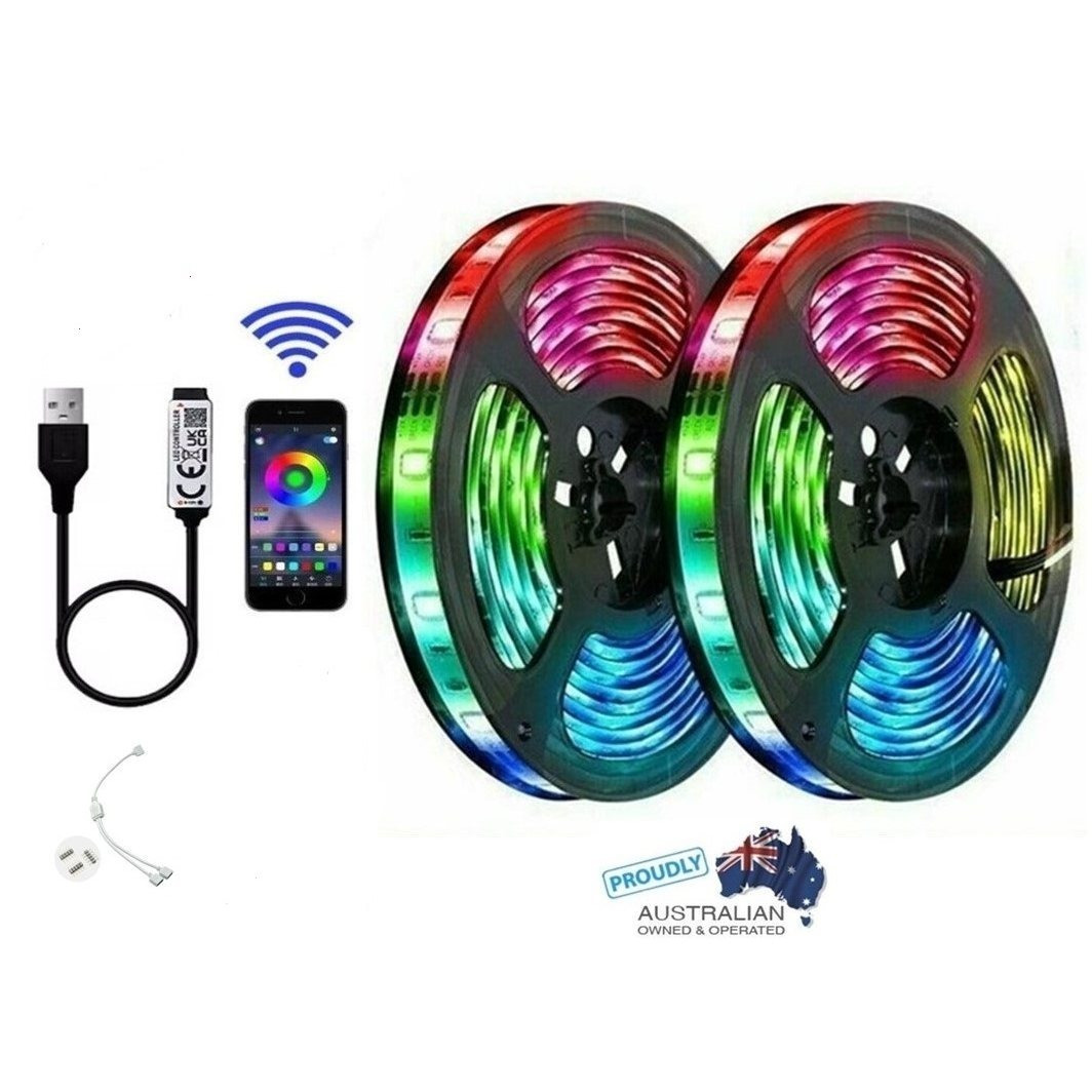 TEMU 10m 5v Rgb 300 Led 5050 Usb Strip Light 2x 5m Rolls Bluetooth Controller Phone App