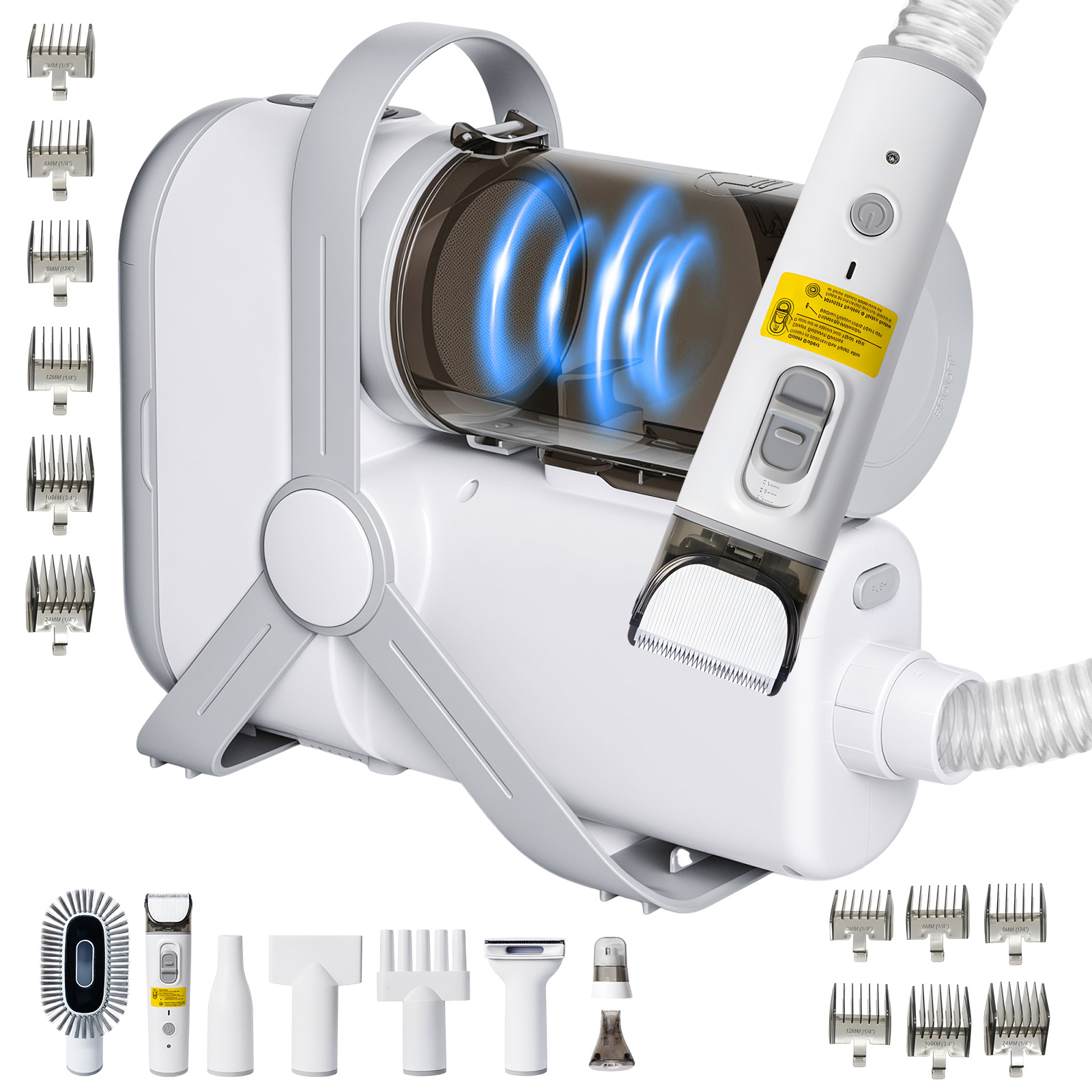 TEMU 3-in-1 Pet Vacuum&dryer Gromming Kit 9 Tools 2l Dust Box 55db Clipper For Dogs Cats
