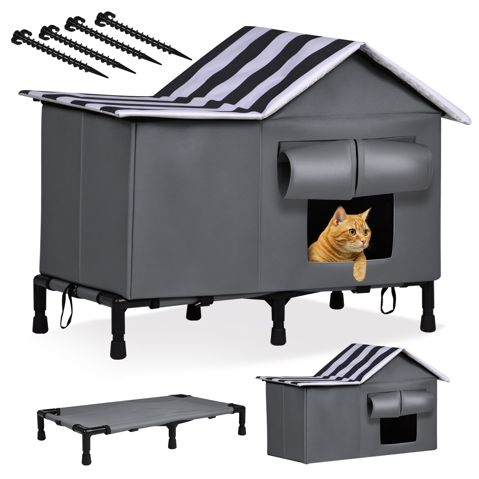 TEMU Pet House With Heat-reflective Foil, Elevated Shelter Outdoor Indoor For Cats & Small Pets