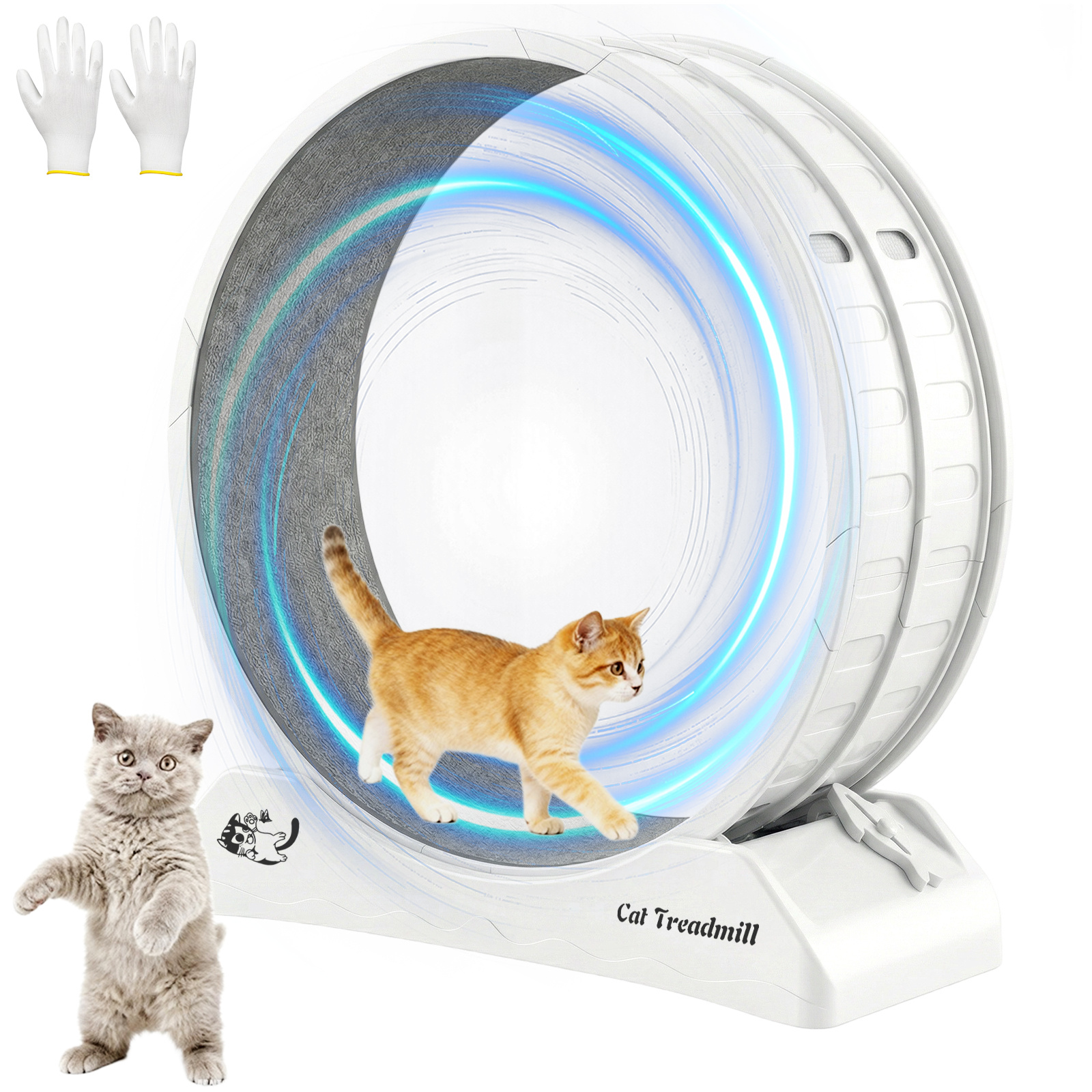 TEMU Advwin Cat Exercise Wheel With Safety Lock, Cat Treadmill, Removable Scratching Pad, Stable Anti-tip Base, Cat Running Wheel Fitness & Play