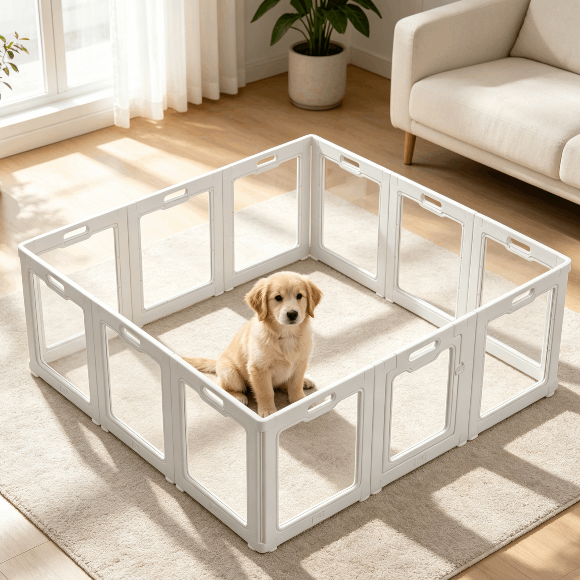 TEMU Diy Pet Playpen With Lockable Door, Modular Small Animal Cage, Safe Fence Enclosure For Guinea Pigs, Rabbits, Hamsters, Hedgehogs, Puppies