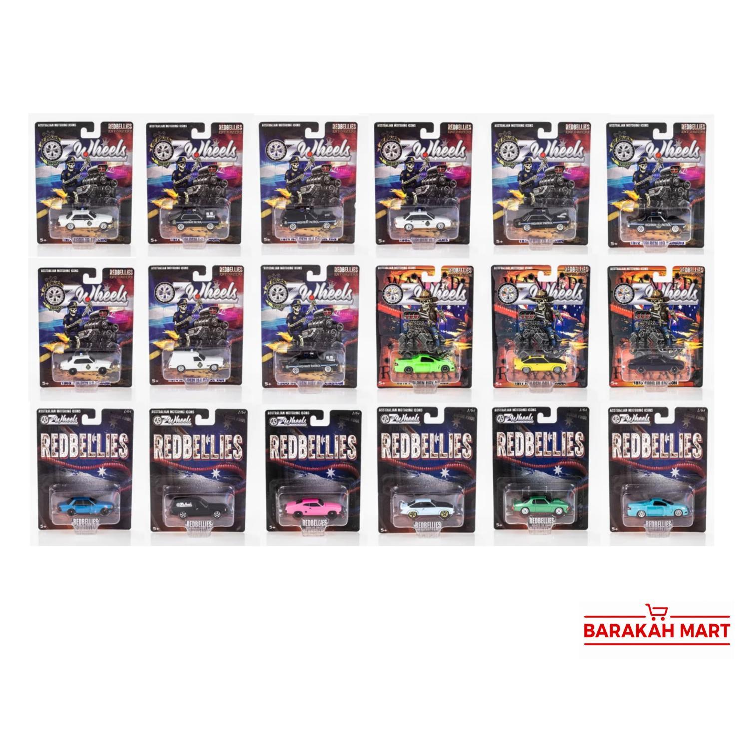 TEMU Australian Icons Red Enforcers Oz Wheels 1:64 Diecast Vehicle Assorted Collectible Toy Car | Metal Body Miniature Model Car | 10 × 4 × 4 Cm