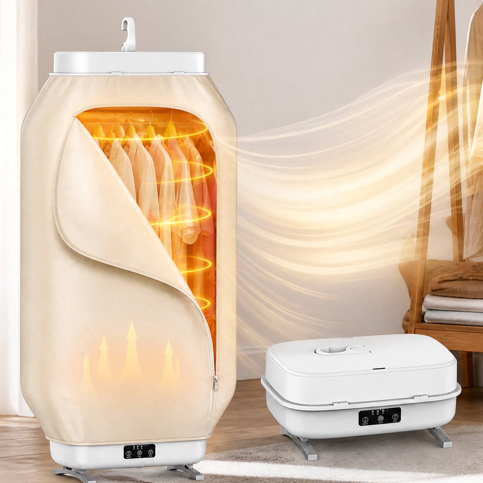 TEMU 600w Portable Dryer For Home, Hotel, Apartments, Dorm, Rv, Travel Use With Timer, 5kg Large Capacity, Compact Foldable Mini Cloths Dryer, White