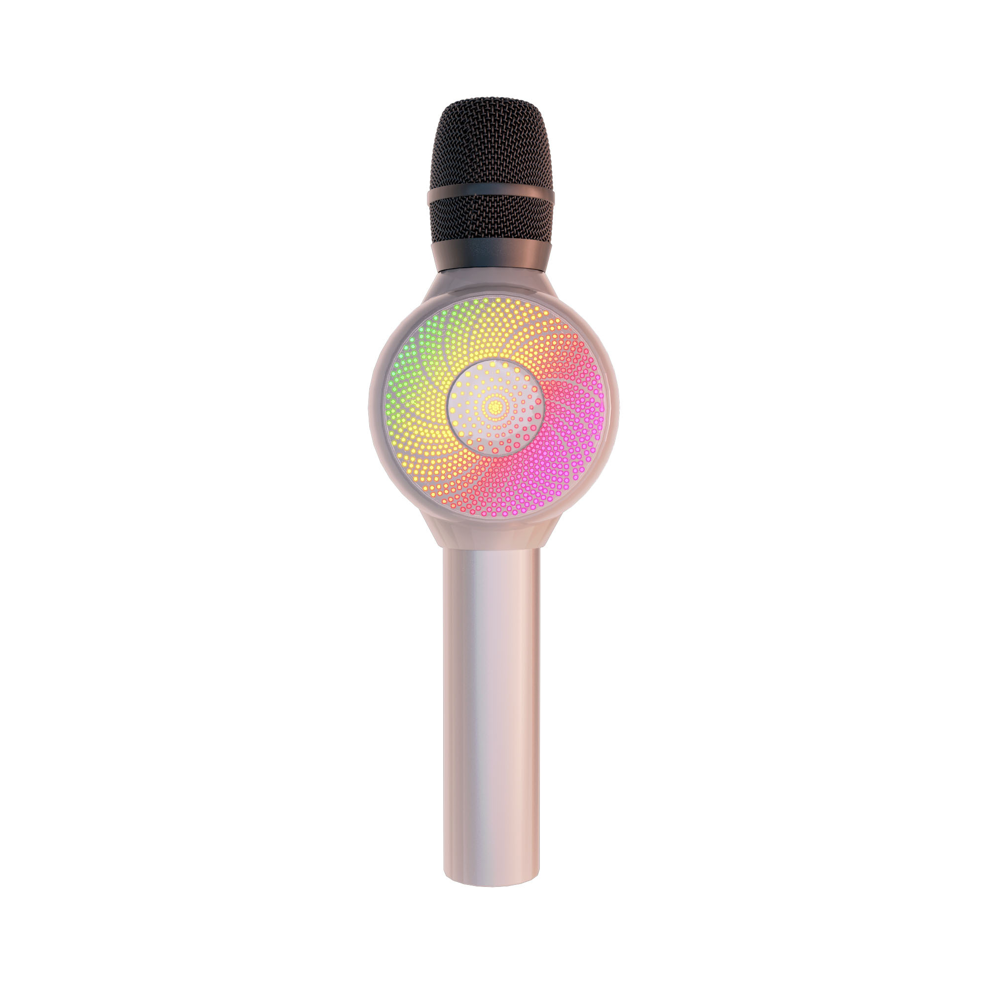 TEMU Laser Wireless Karaoke Microphone With Led Lights Rose Gold