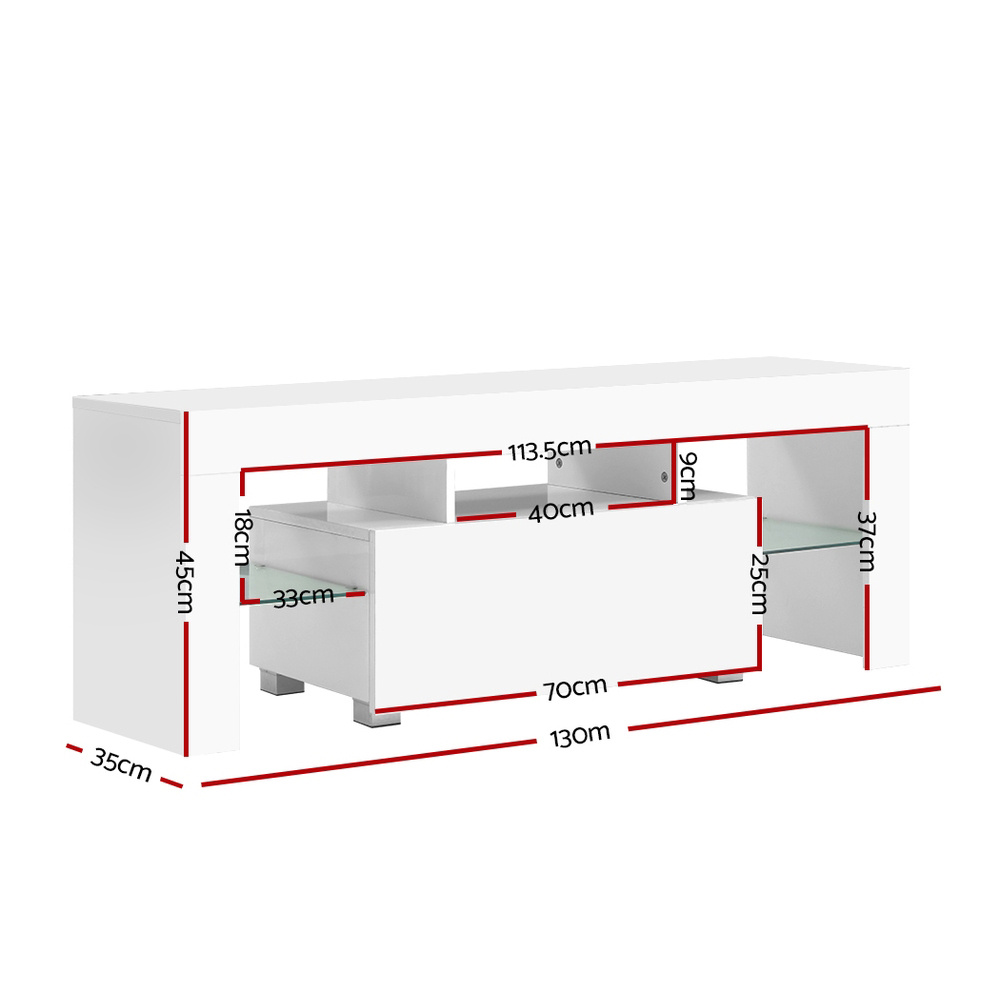   entertainment unit tv cabinet led rgb 130  drawers white elo Product details 2