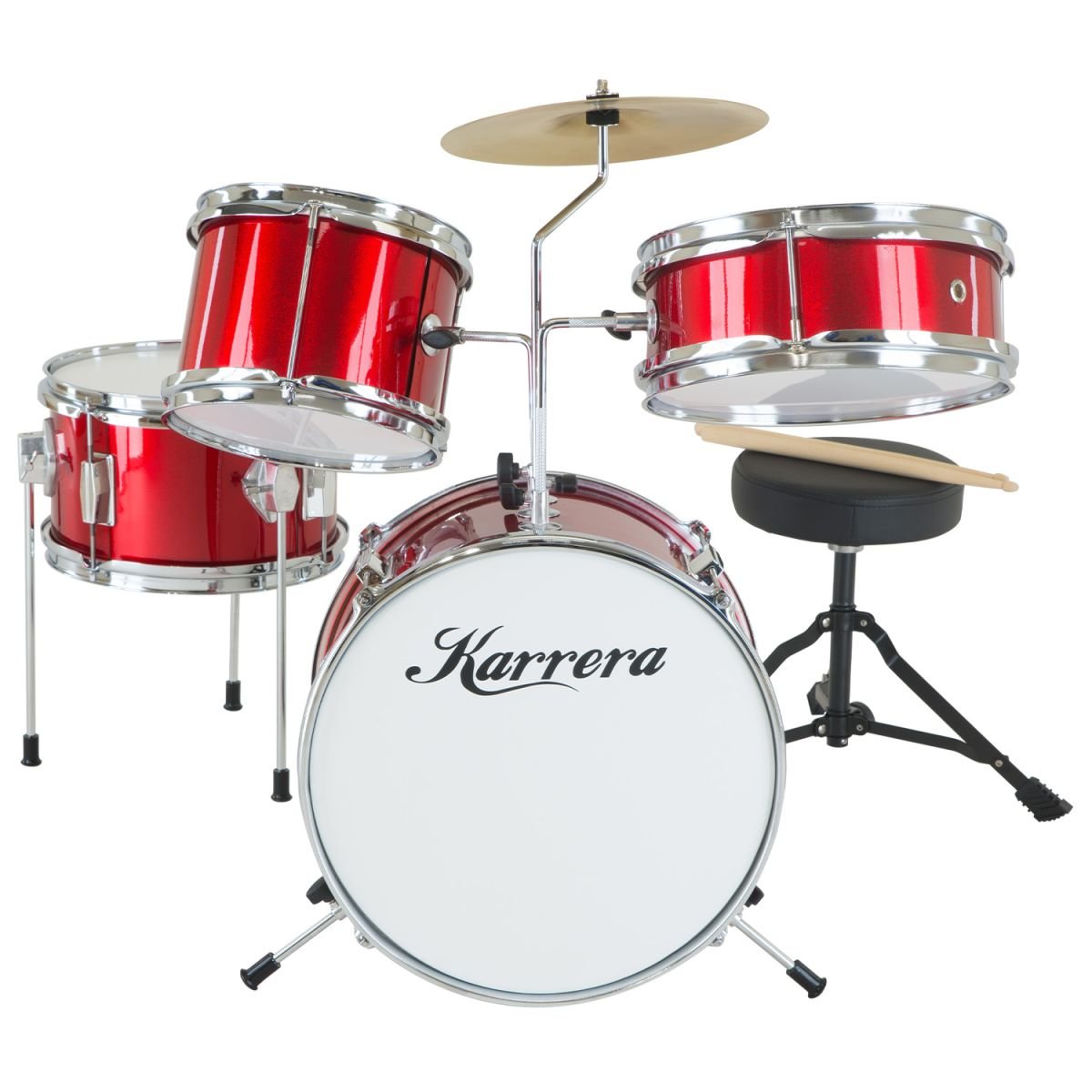 TEMU Childrens 4pcs Drum Kit - Red