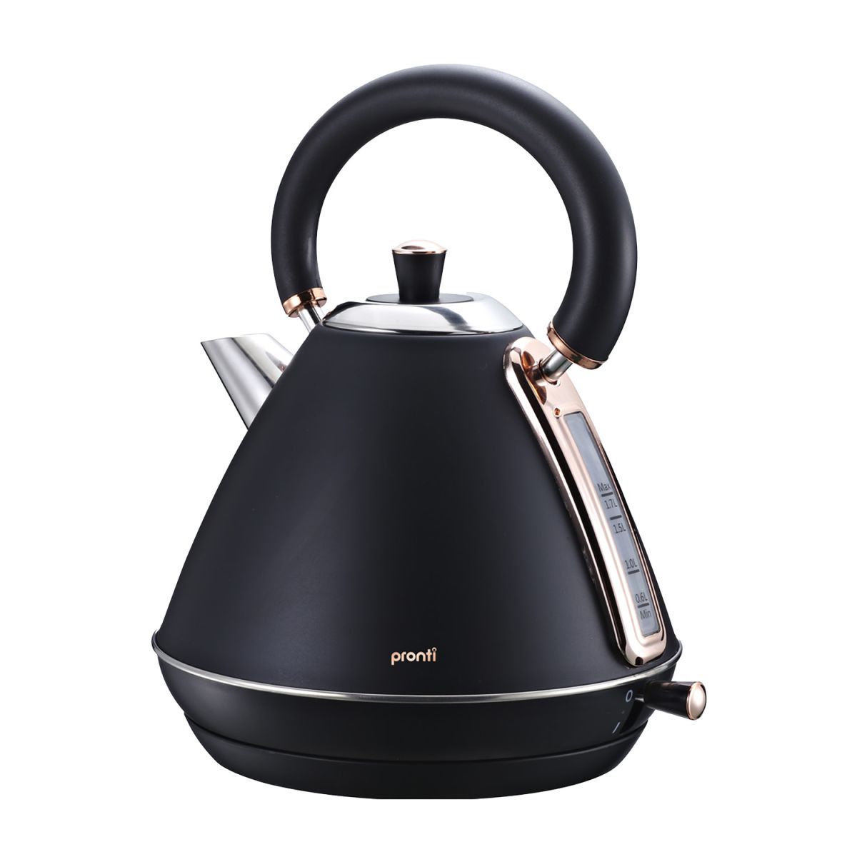 TEMU Pronti 1.7l Rose Trim Collection Kettle - Black