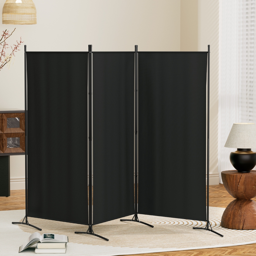 TEMU Artiss 3 Panel Room Divider Screen 260x180cm Fabric Black