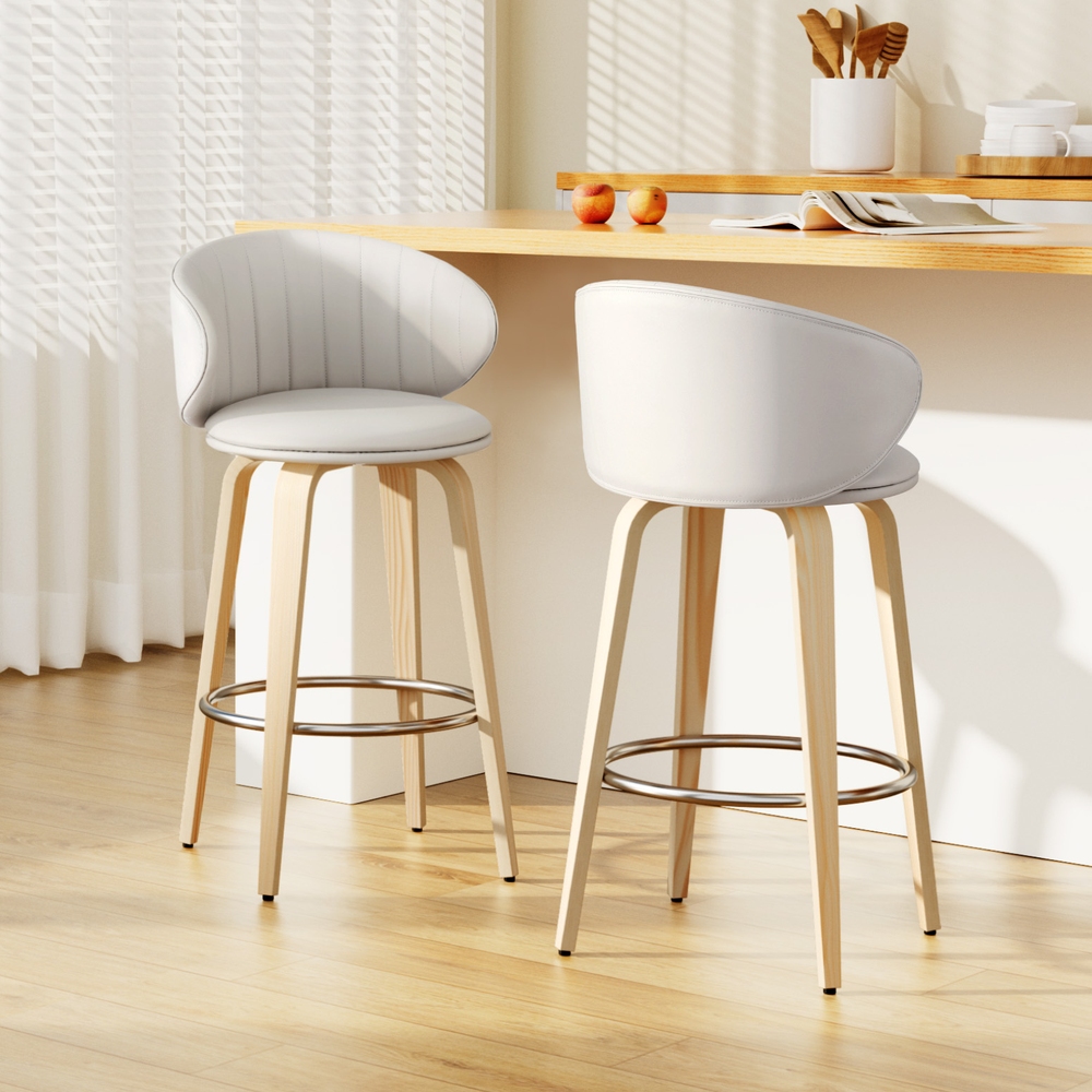 TEMU Artiss 2x Bar Stools Dining Chairs Contoured Pu Stool