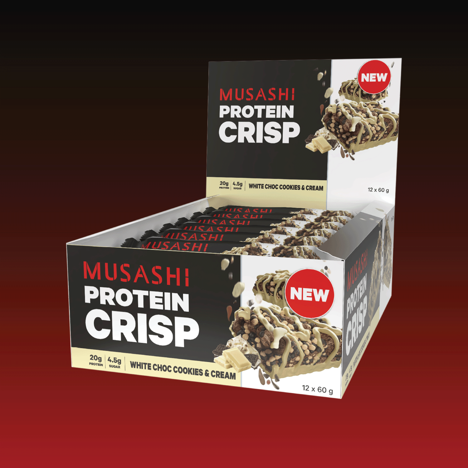 Musashi Protein Crisp-White Chocolate Cookies & Cream 60G X 12