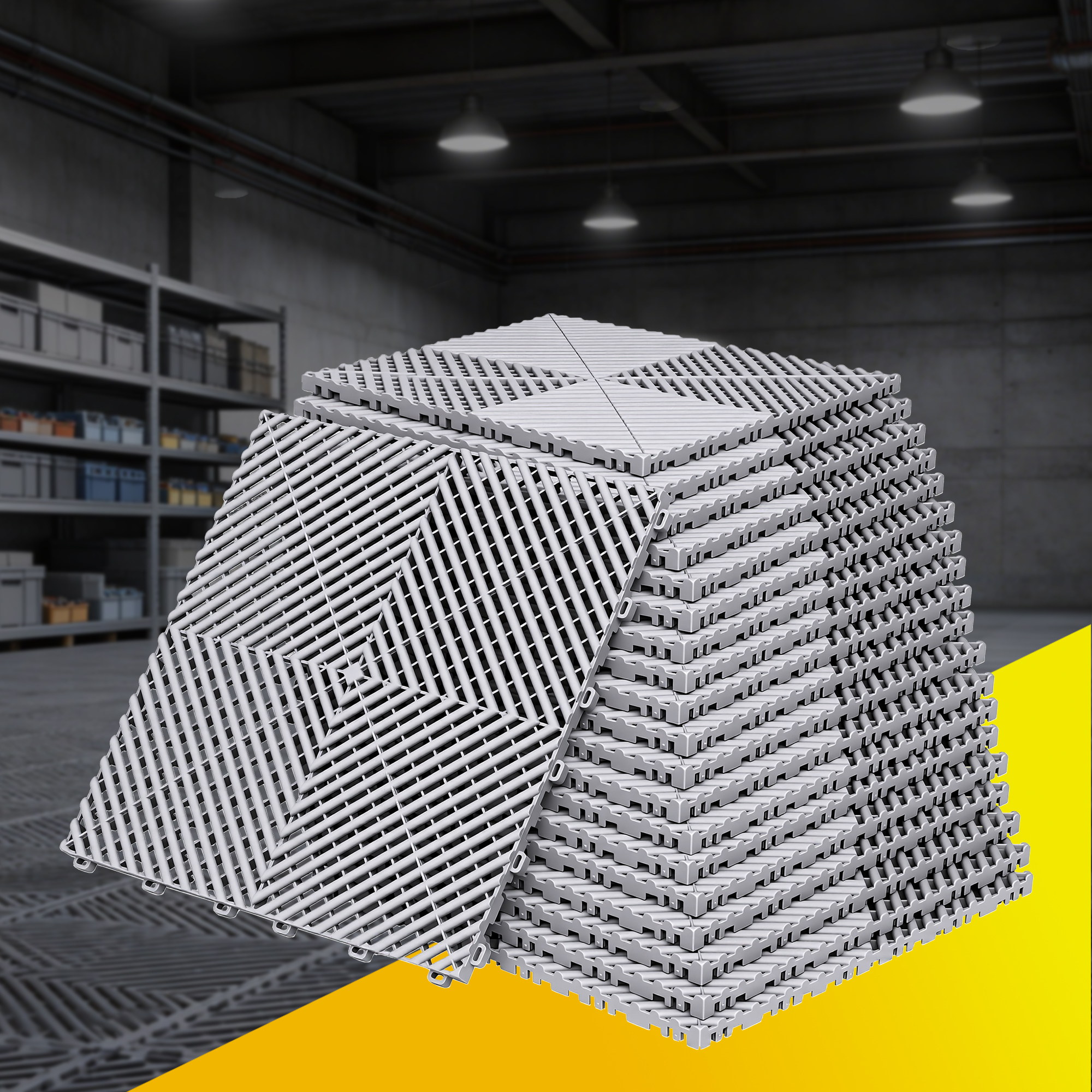 TEMU Giantz 20pcs Garage Floor Tiles Interlocking Drainage Non-slip Tiles Heavy Duty For Workshop Grey