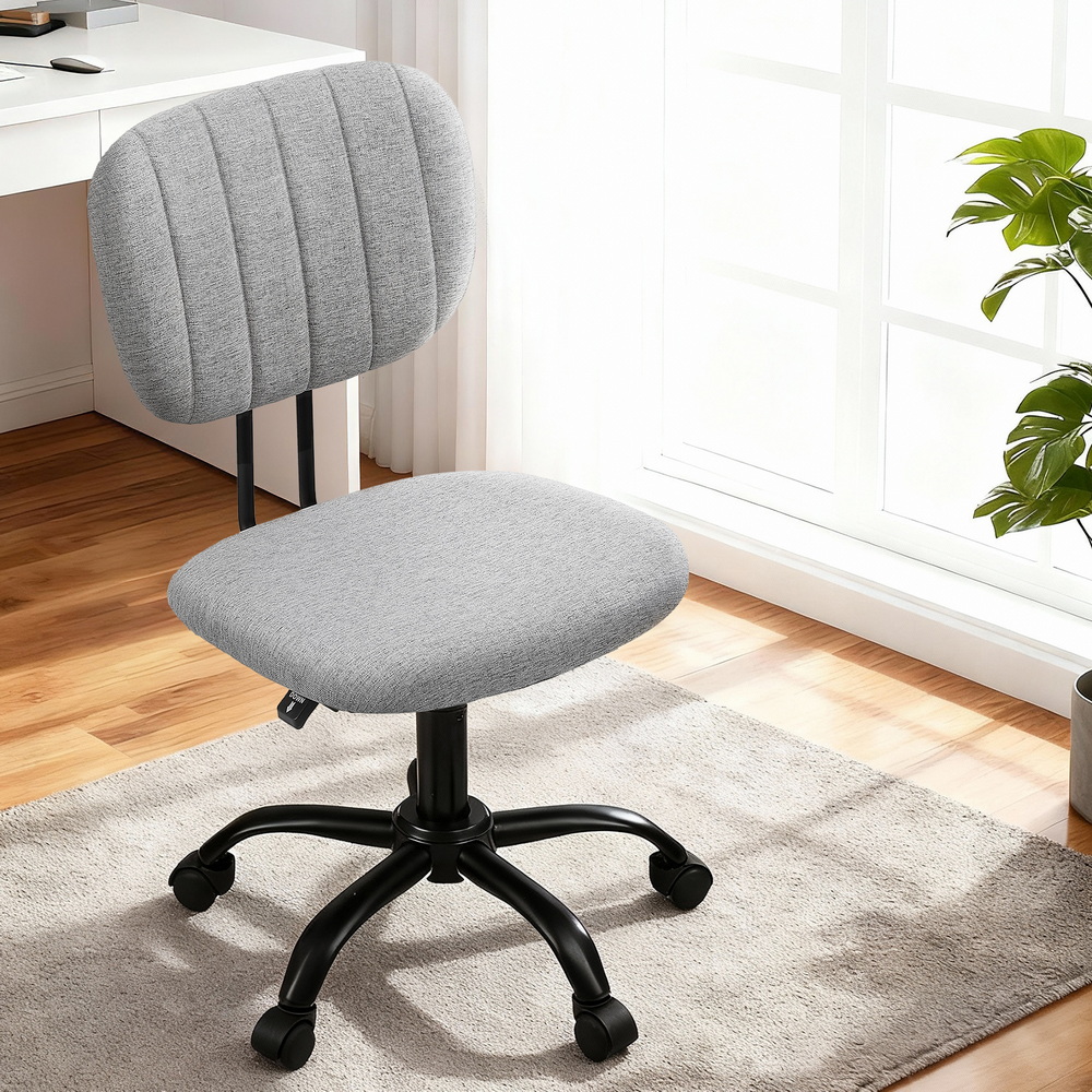 TEMU Artiss Armless Office Chair With Wheels, Ergonomic 360~ Office Desk Chair, Height Adjustable Computer Task Chair With Fabric Back And Seat For