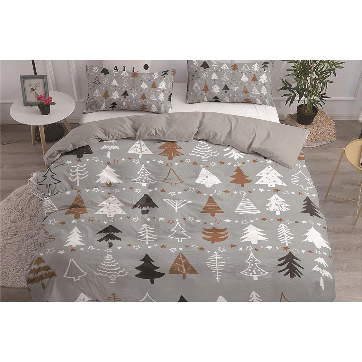 TEMU Xmas Tree Grey Christmas Quilt Duvet Cover Set