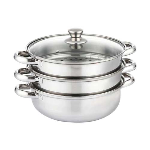 3 layer stainless steel steamer pot with glass lid multi layer steam basket for gas induction electric dishwasher safe