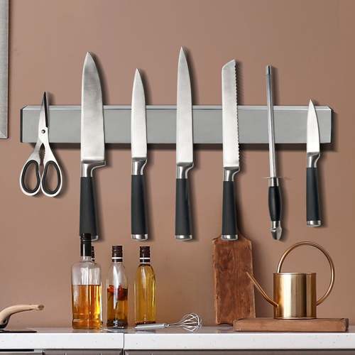 magnetic knife holder block wall mounted stainless steel 50cm heavy duty kitchen utensil storage rack space saving knife strip organizer for scissors utensils durable modern wall knife bar