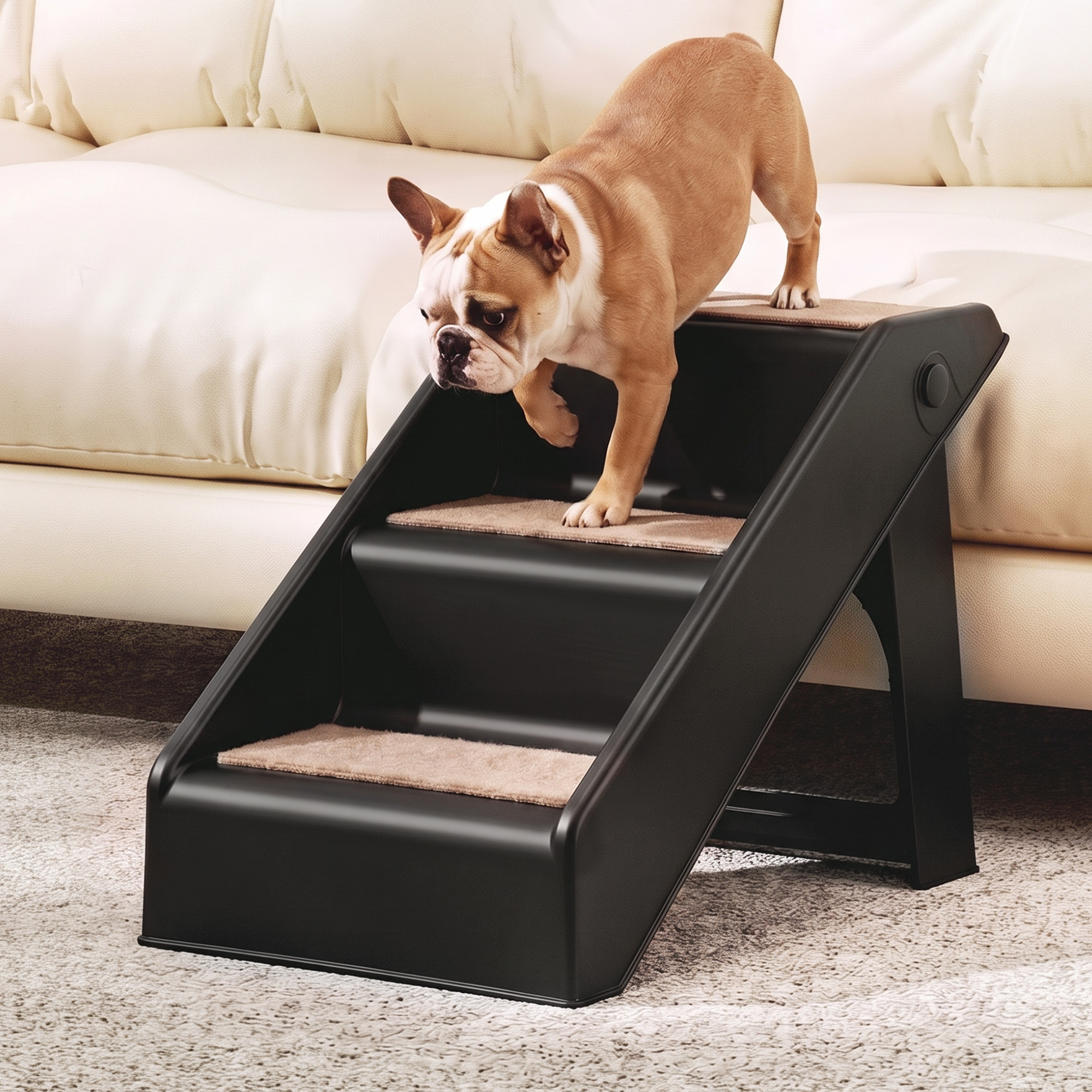TEMU I.pet Dog Ramp 3 Steps Pet Stairs For Bed Sofa Car Foldable Portable Ladder Black