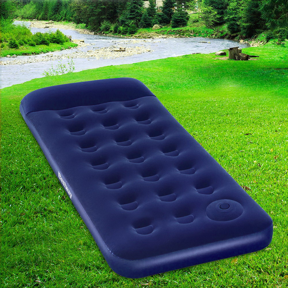 TEMU Air Mattress Single Inflatable Bed 185x76x22cm Airbed Blue Christmas Gift
