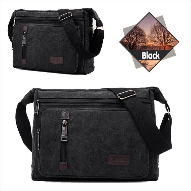 vintage canvas shoulder bag crossbody satchel adjustable strap   durable for men s travel   warehouse