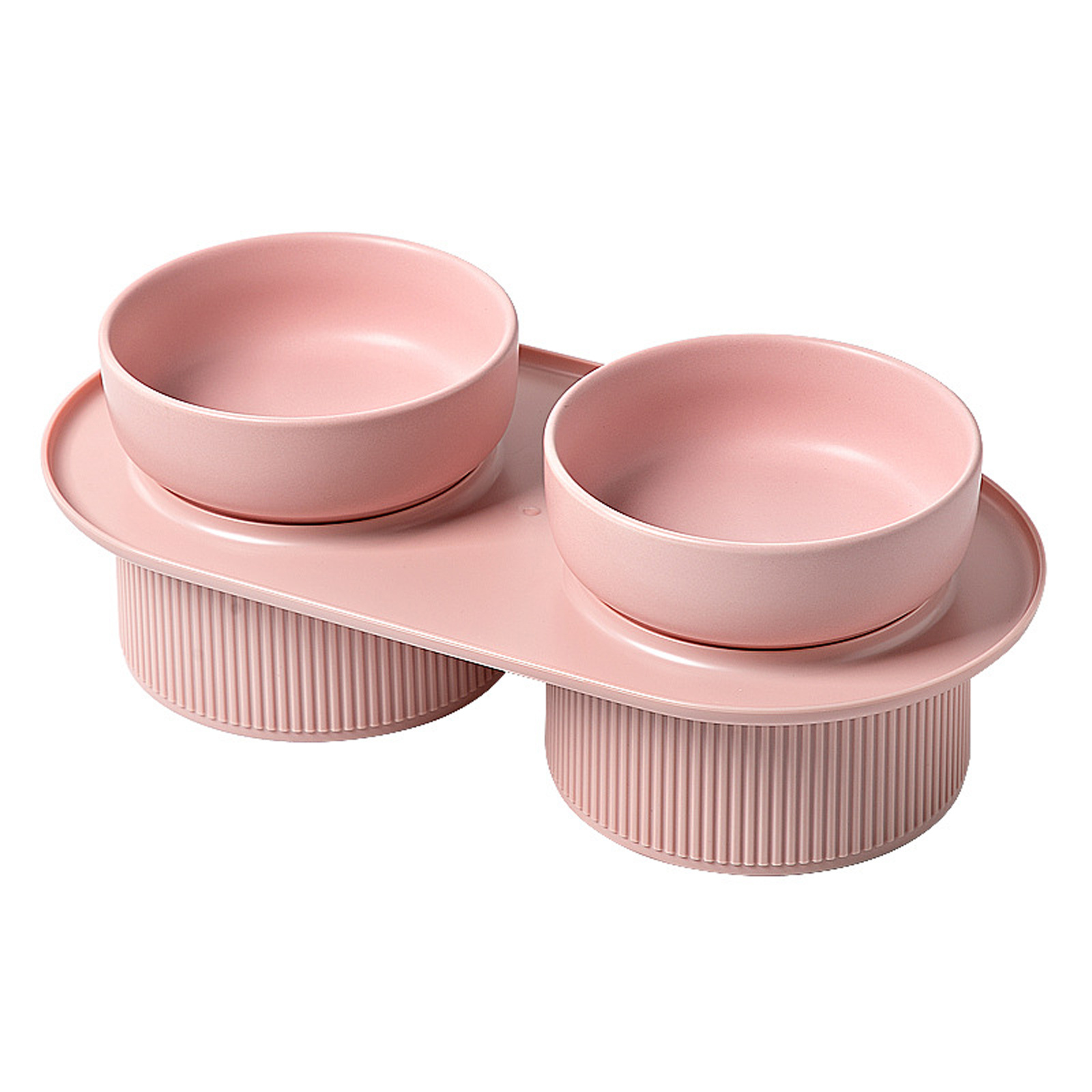 TEMU Ceramic Pet Food Bowl Pet Feeder Water Bowl Elevated Food Bowl - Pink