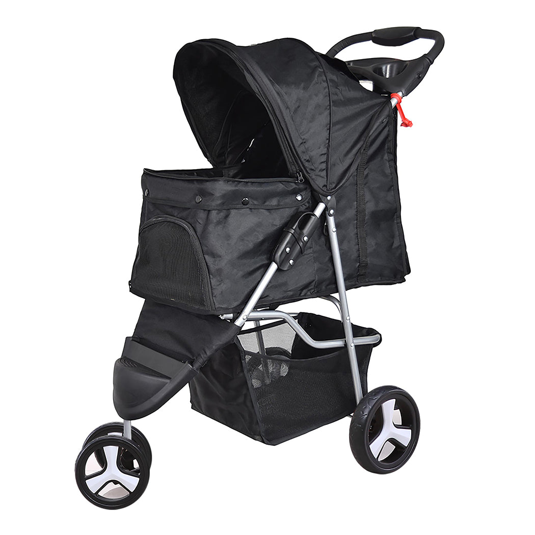 TEMU Pawz Large Pet Stroller Carrier Travel Pushchair Foldable Pram 3 Wheels