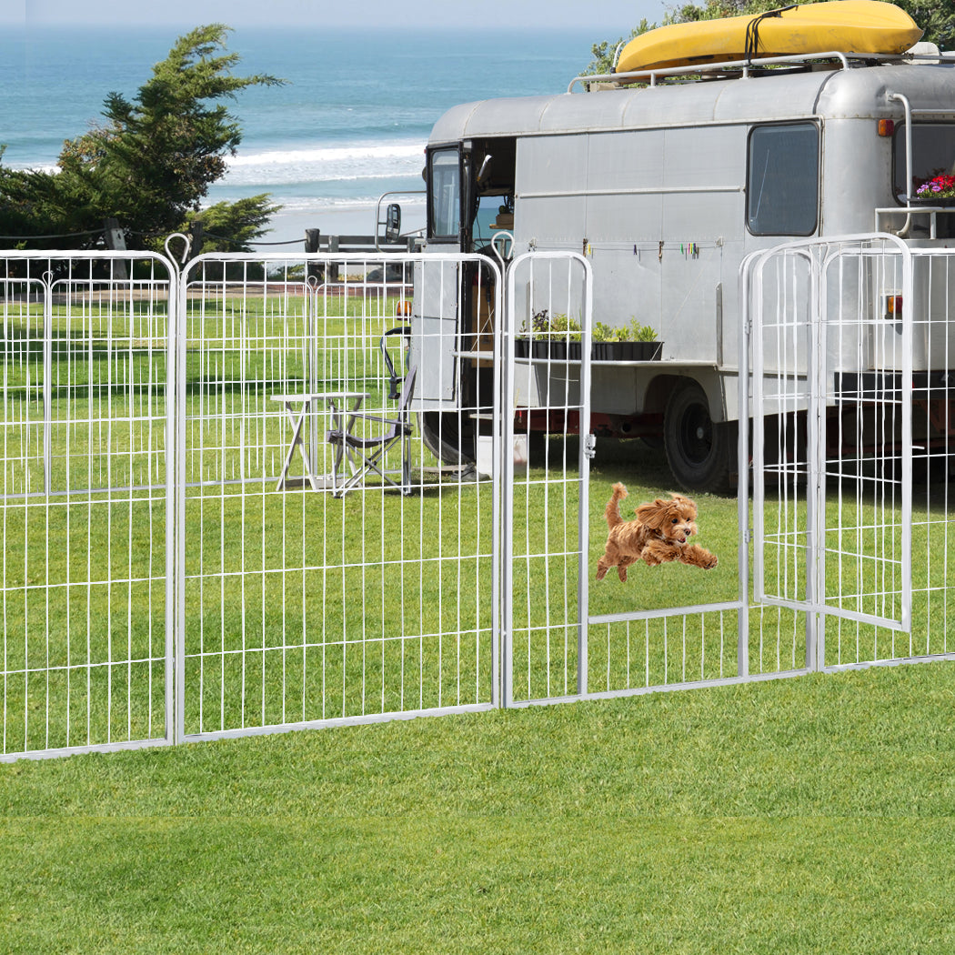 TEMU Pawz Playpen, Foldable 8-panel Portable Pet Enclosure With Gate, Adjustable Shape Indoor Outdoor Dog Puppy Rabbit Pen, Steel Panels For – White