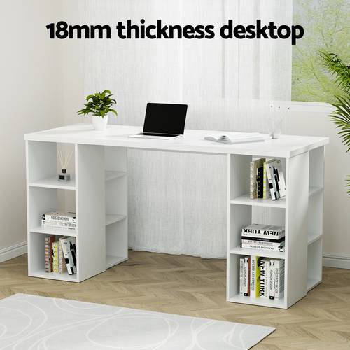 computer desk shelf storage home office study table white 150cm