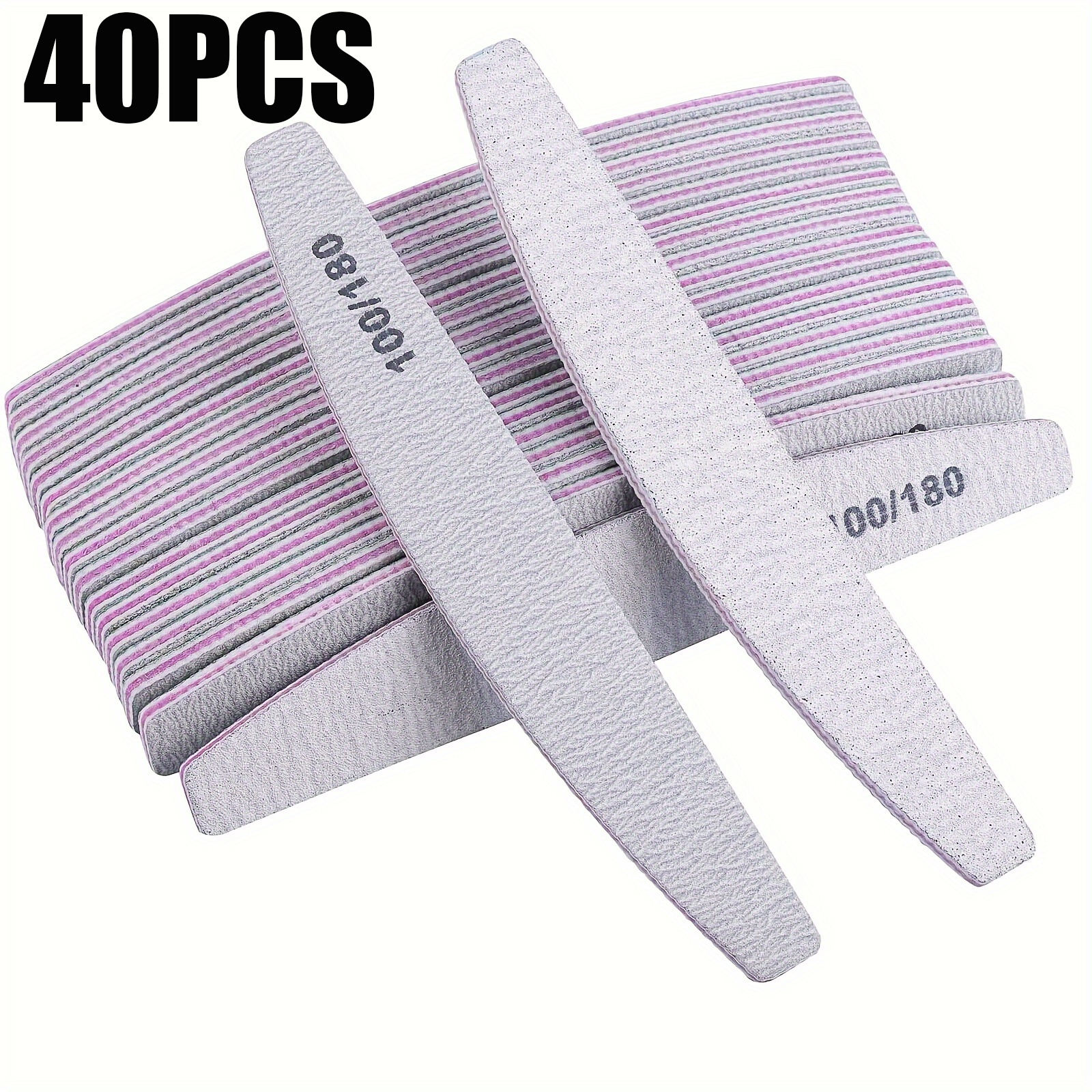 TEMU 40pcs Nail Files, 100/180 Grit Nail File Emery Board Bulk For Acrylic Nails And Nails, Acrilicas Profesional Pack Filers For Gel Nail Double