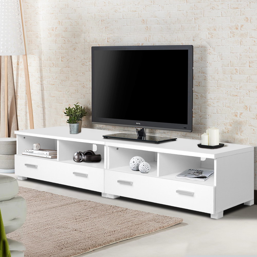   tv cabinet entertainment unit stand 180cm 4 storage drawers white   Product details 0