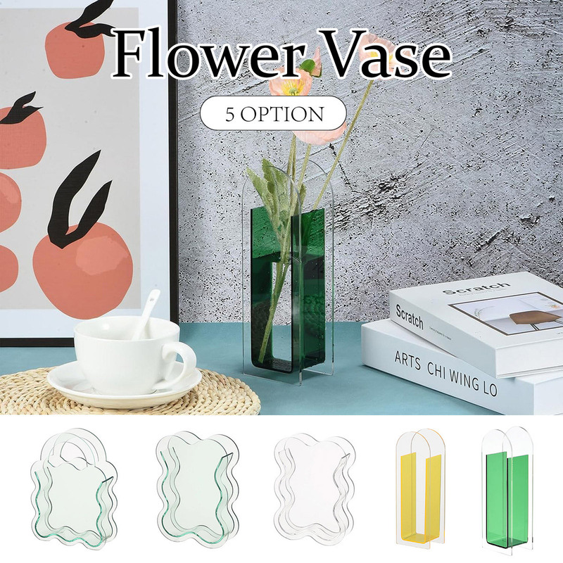 creative transparent acrylic vase flower ornament dried floral display tank set   mul