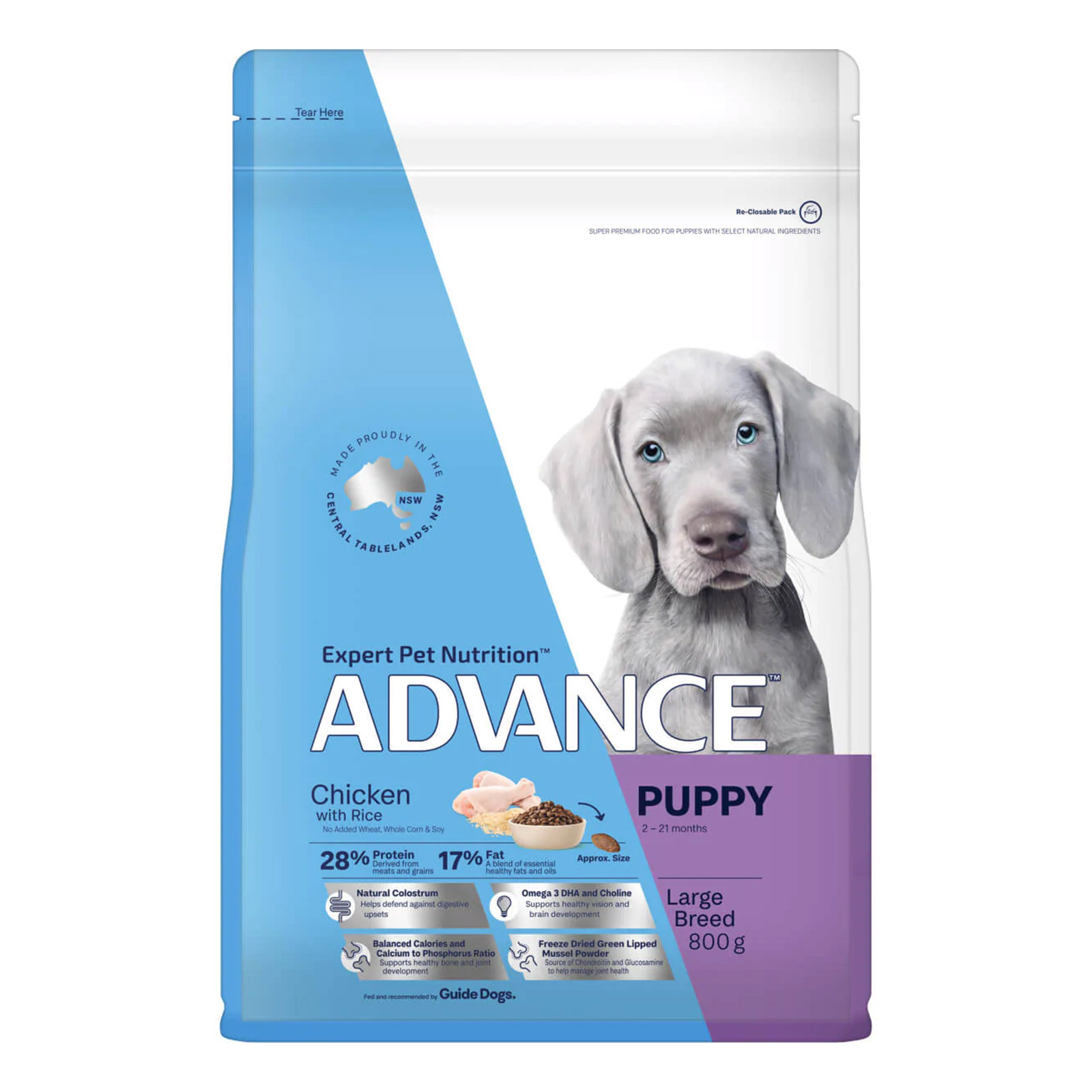 ADVANCE Chicken With Rice Large Breed Puppy Dry Food 800 Gm