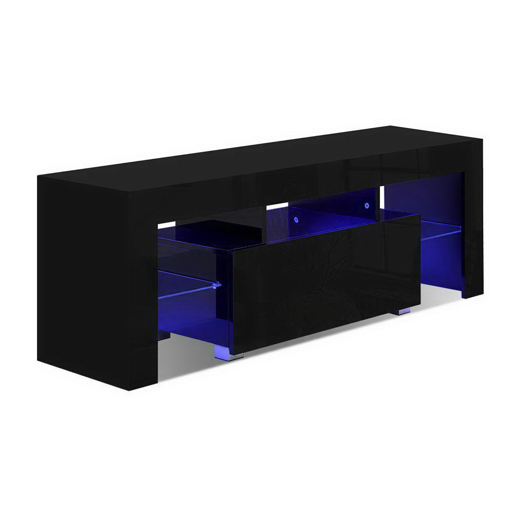   entertainment unit tv cabinet led rgb 130  drawers black elo Product details 1