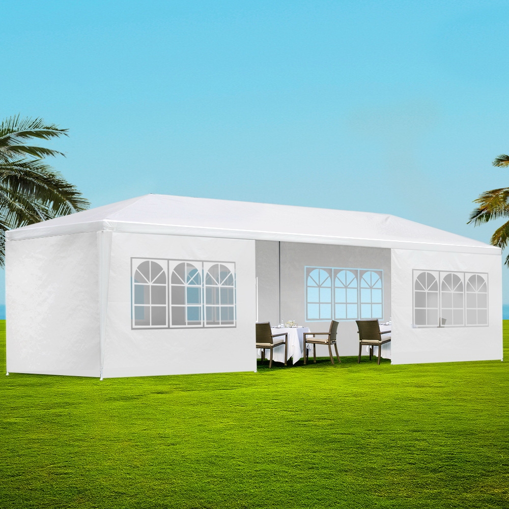 TEMU Gazebo Marquee 3x9 Wedding Party Camping Tent Outdoor Side Wall White