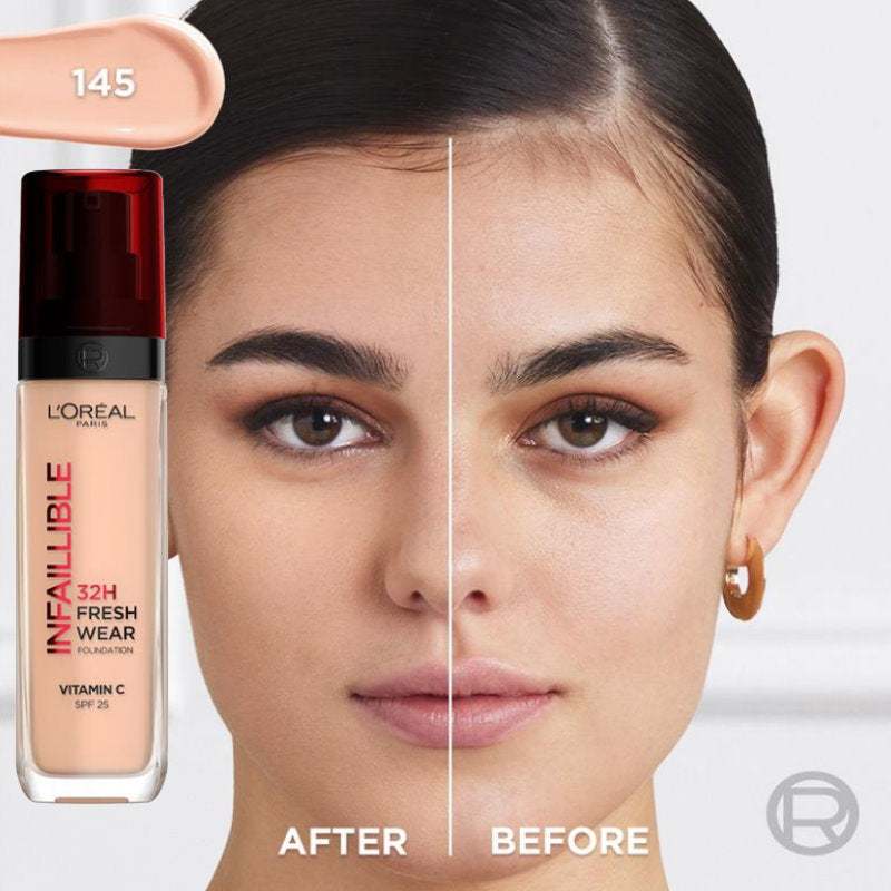 L'Oreal Paris Infallible 32H Fresh Wear Foundation SPF 25 30ml 145 Cool Rose
