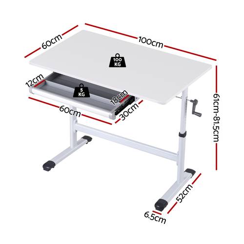 manual standing desk height adjustable workstation computer desks study 100cm white