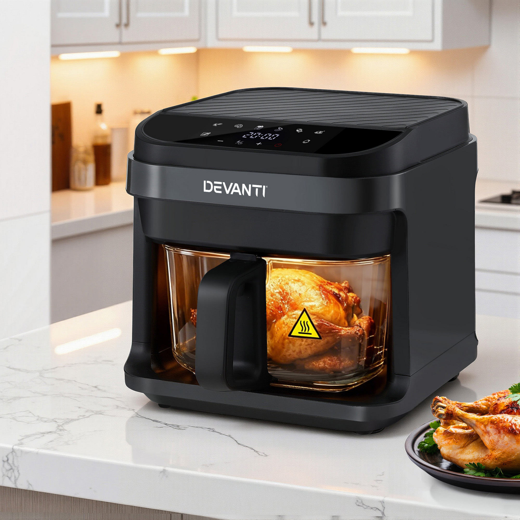 TEMU Devanti Air Fryer 5.5l Touch Control Electric Cooker 1200w Black