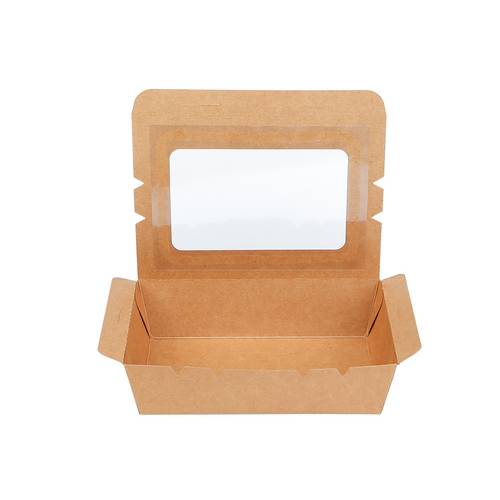 50 pcs paper take lunch organiser paper pe coating window design oil proof for salads fried chicken meals local warehouse