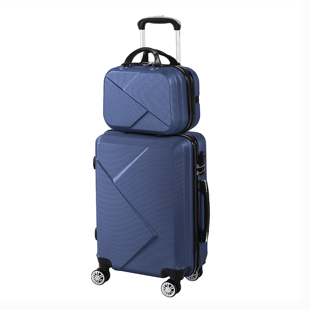 TEMU 2pcs 20"travel Luggage Set 12"hand Carry On Bag Suitcase Case Navy