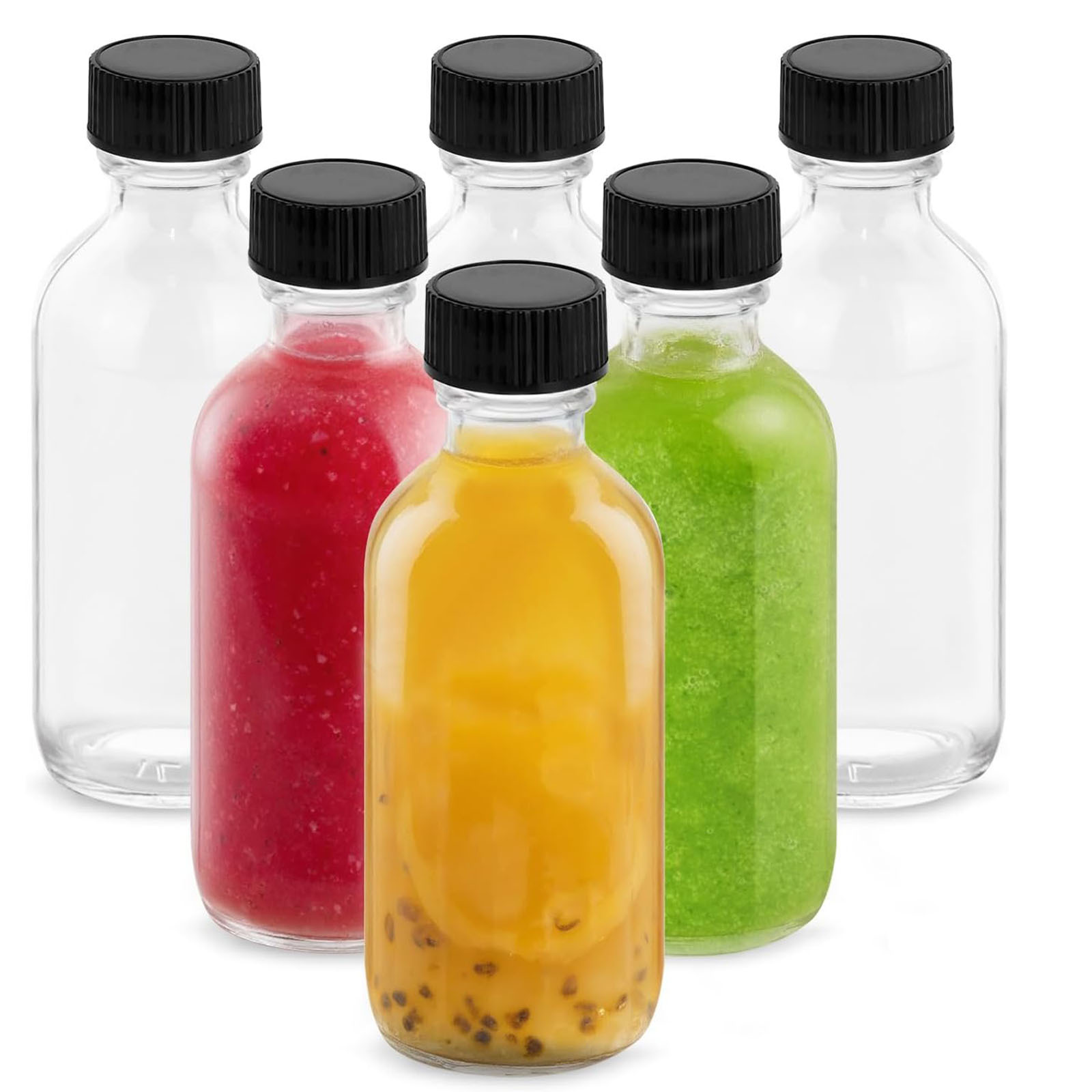 TEMU 24pcs 2oz Small Glass Bottles With Lids And Funnels, 60ml Boston Round Glass Bottles, Leakage-proof Mini Travel Bottle, Diy Essential Oils,